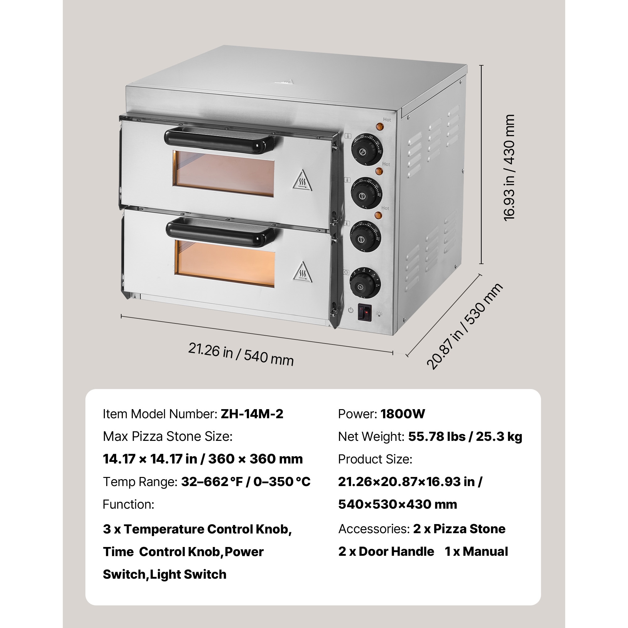Professional Electric Countertop Pizza Oven For Commercial Use_voghion.com